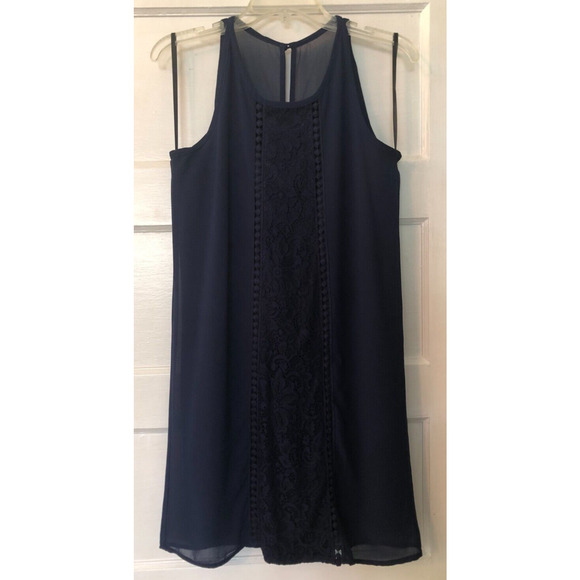 I.N. San Francisco, Women's Shift Dress, Lace Sleeveless, Navy Blue, Size Medium - Picture 1 of 8